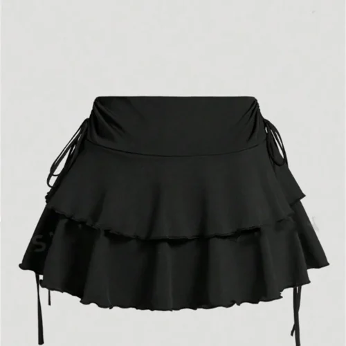 2025 New Solid Color Skirt Women Summer Fashion Outdoor Versatile High Waist Slim Fit Elastic Waist Short Skirt Goods In Stock