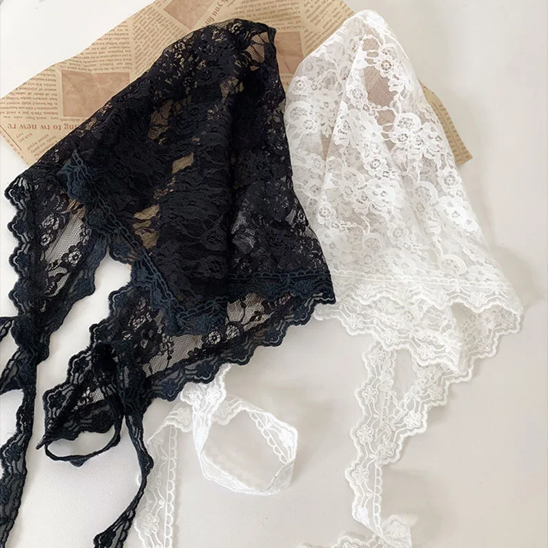 Y2K Stacked Lace Half Skirt Women Lace Tulle Bandage Skirt Layering Small Butt Curtain Short Skirt Flower Triangle Hair Scarf - Image 4