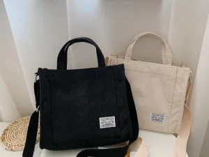 Corduroy Crossbody Tote Bag, Women's Square Crossbody Bag, Casual Tote Bag, Shoulder Bag, Travel Organiser Bag