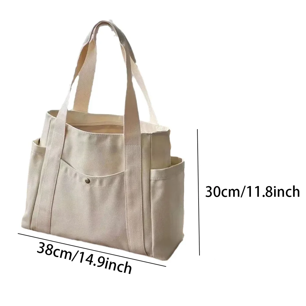 Large Capacity Canvas Tote Bags for Work Commuting Carrying Bag College Style Student Outfit Book Shoulder Bag Shopping Bag - Image 5