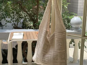 Simple Crochet Tote Bags Fashion Hollow Knitted Women's Bags Casual Female Shoulder Bags Ladies Shopping Top-Handle Bags Handbag