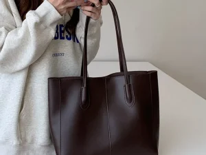 Vintage women's tote bag, new Korean version, large capacity, simple commuting bag,fashionable and versatile,single shoulder bag